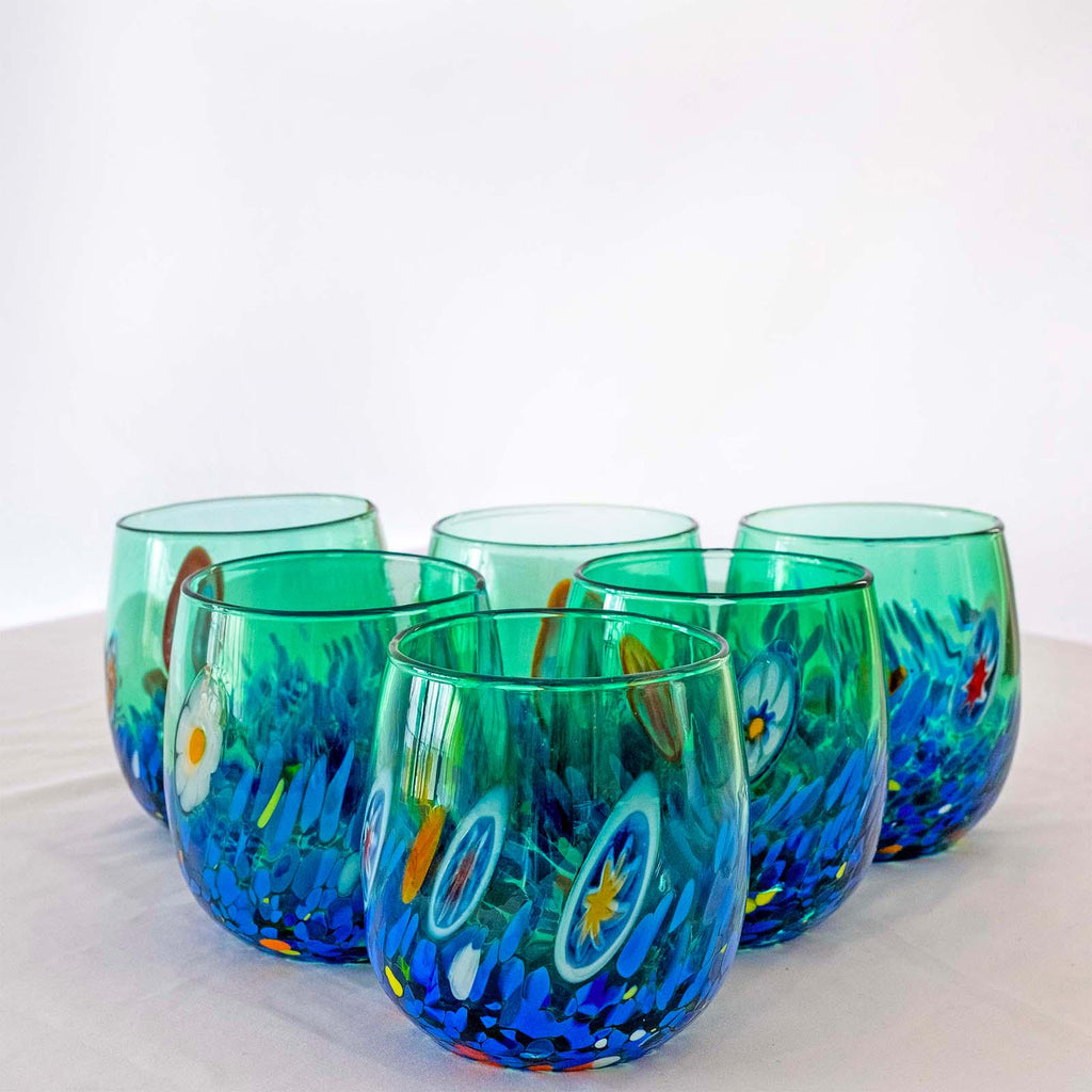 Murano Drinking Glass | Certified Murano Glass | Made in Italy | Water Glass | Collection Smeraldo B12