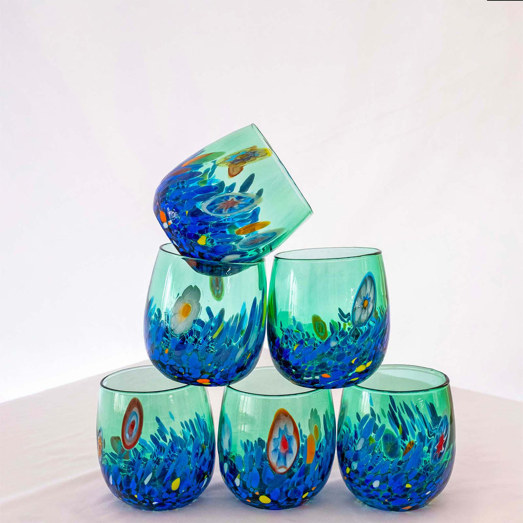 Murano Drinking Glass | Certified Murano Glass | Made in Italy | Water Glass | Collection Smeraldo B12