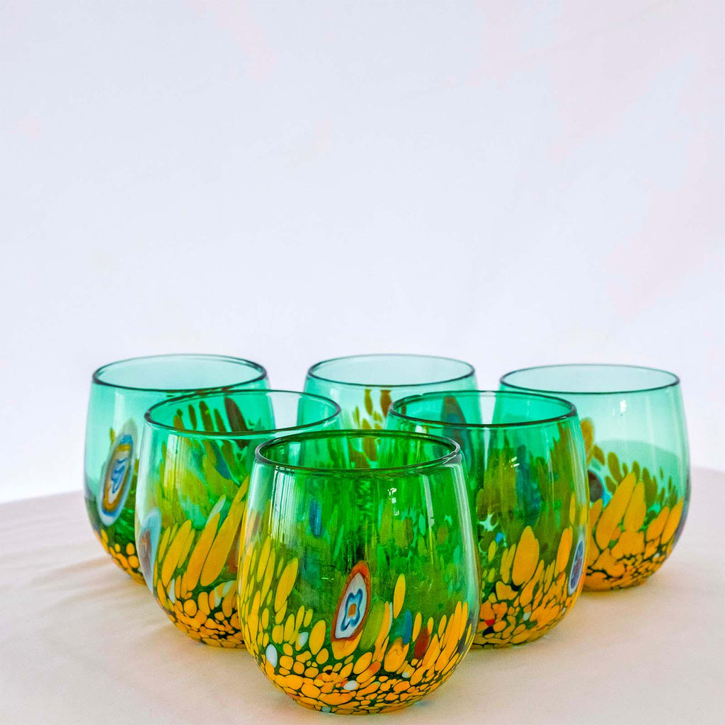 Murano Drinking Glass | Certified Murano Glass | Made in Italy | Water Glass | Collection Smeraldo B12