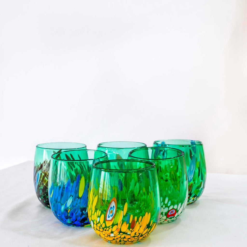 Murano Drinking Glass | Certified Murano Glass | Made in Italy | Water Glass | Collection Smeraldo B12