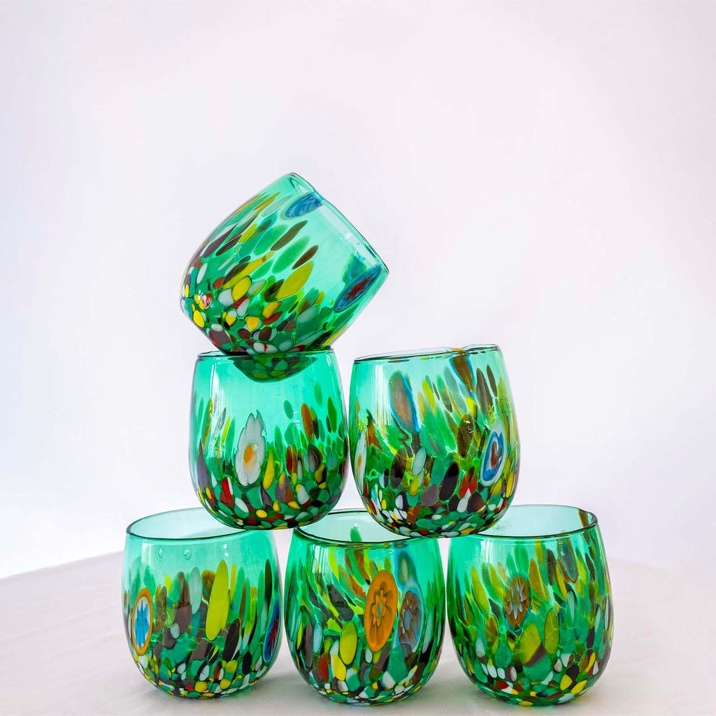 Murano Drinking Glass | Certified Murano Glass | Made in Italy | Water Glass | Collection Smeraldo B12