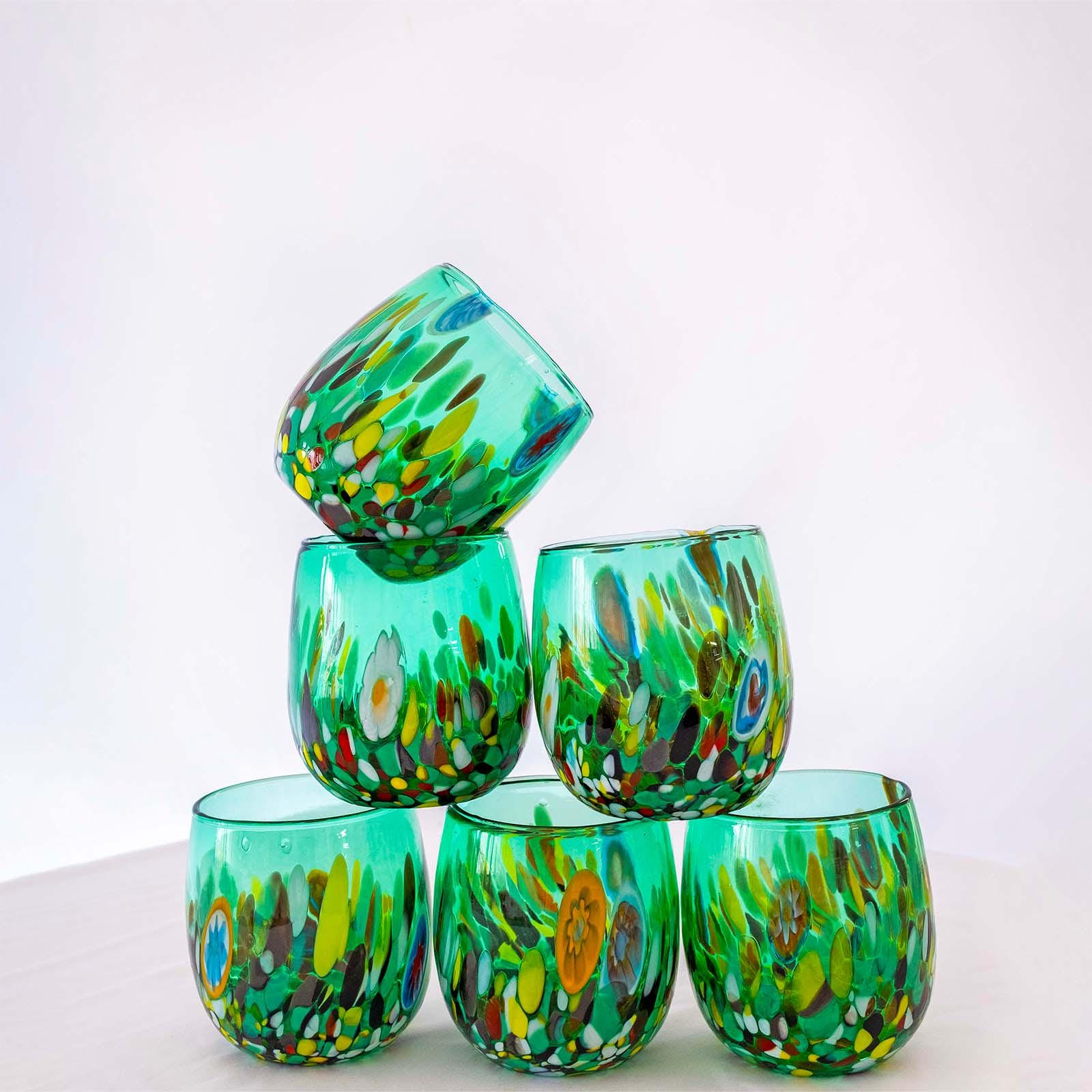 Murano Drinking Glass | Certified Murano Glass | Made in Italy | Water Glass | Collection Smeraldo B12