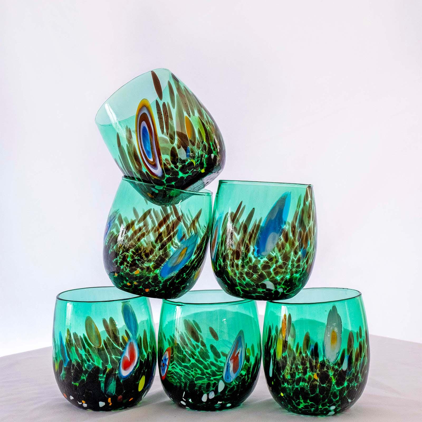 Murano Drinking Glass | Certified Murano Glass | Made in Italy | Water Glass | Collection Smeraldo B12
