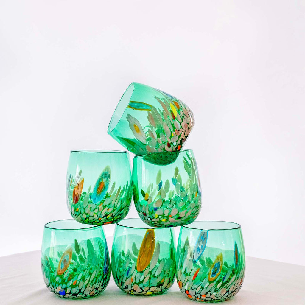 Murano Drinking Glass | Certified Murano Glass | Made in Italy | Water Glass | Collection Smeraldo B12