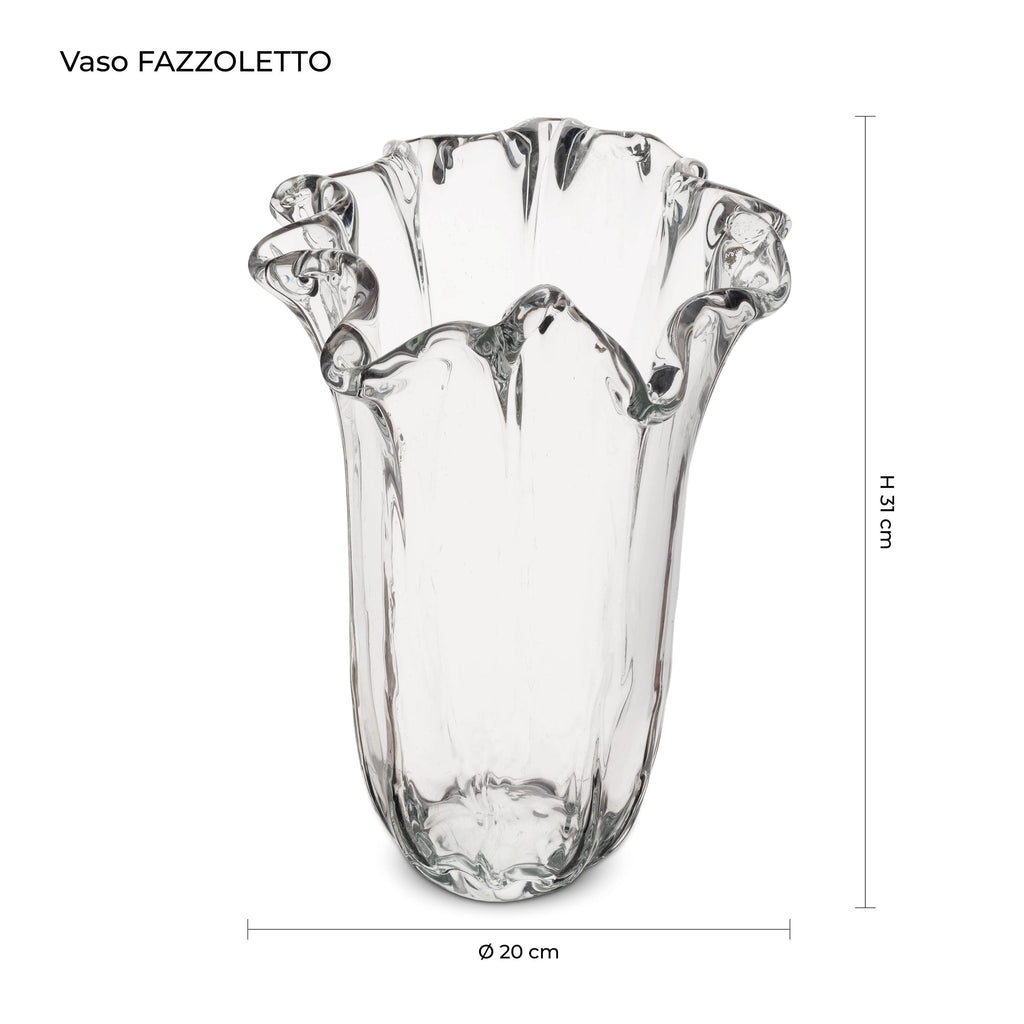 Murano Glass Vase | Certified Murano Glass | Made in Italy | Decorative Vase | Collection Fazzoletto Grande