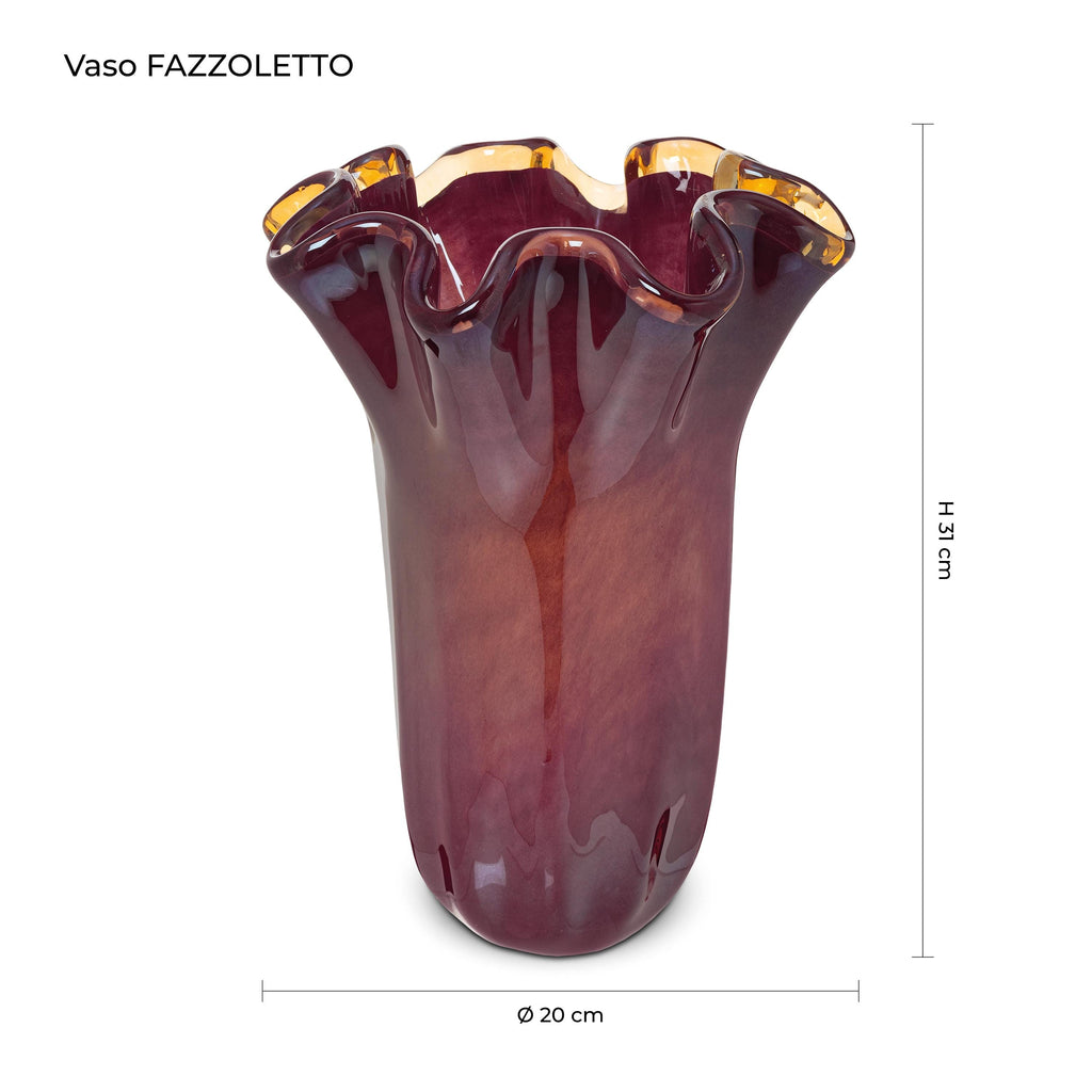 Murano Glass Vase | Certified Murano Glass | Made in Italy | Decorative Vase | Collection Fazzoletto Grande