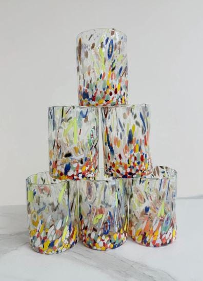 MurArt Bicchieri in vetro di Murano Collezione Decoro MG B1 Set 6 Bicchieri da 250 ml