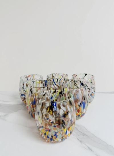 MurArt Bicchieri in vetro di Murano Collezione Decoro MG B12 Set 6 Bicchieri da 250 ml