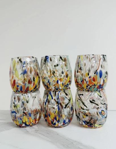 MurArt Bicchieri in vetro di Murano Collezione Decoro MG B12 Set 6 Bicchieri da 250 ml