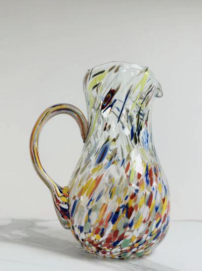 MurArt Brocca in Vetro di Murano Collezione Decoro MG B12 con manico coloratoml 1000 Altezza 20 cm