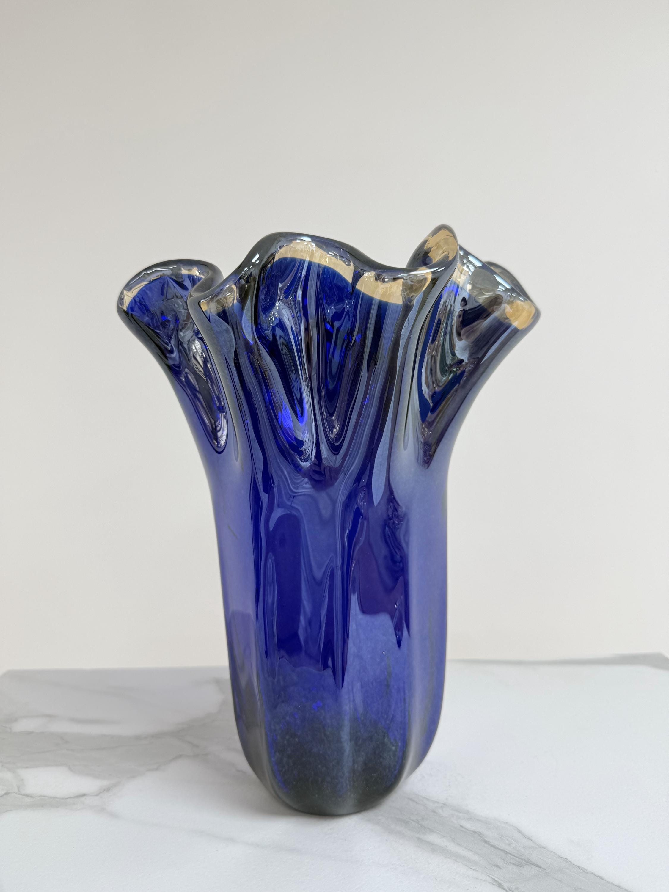 Murano Glass Vase | Certified Murano Glass | Made in Italy | Decorative Vase | Collection Pasta di Vetro Blu