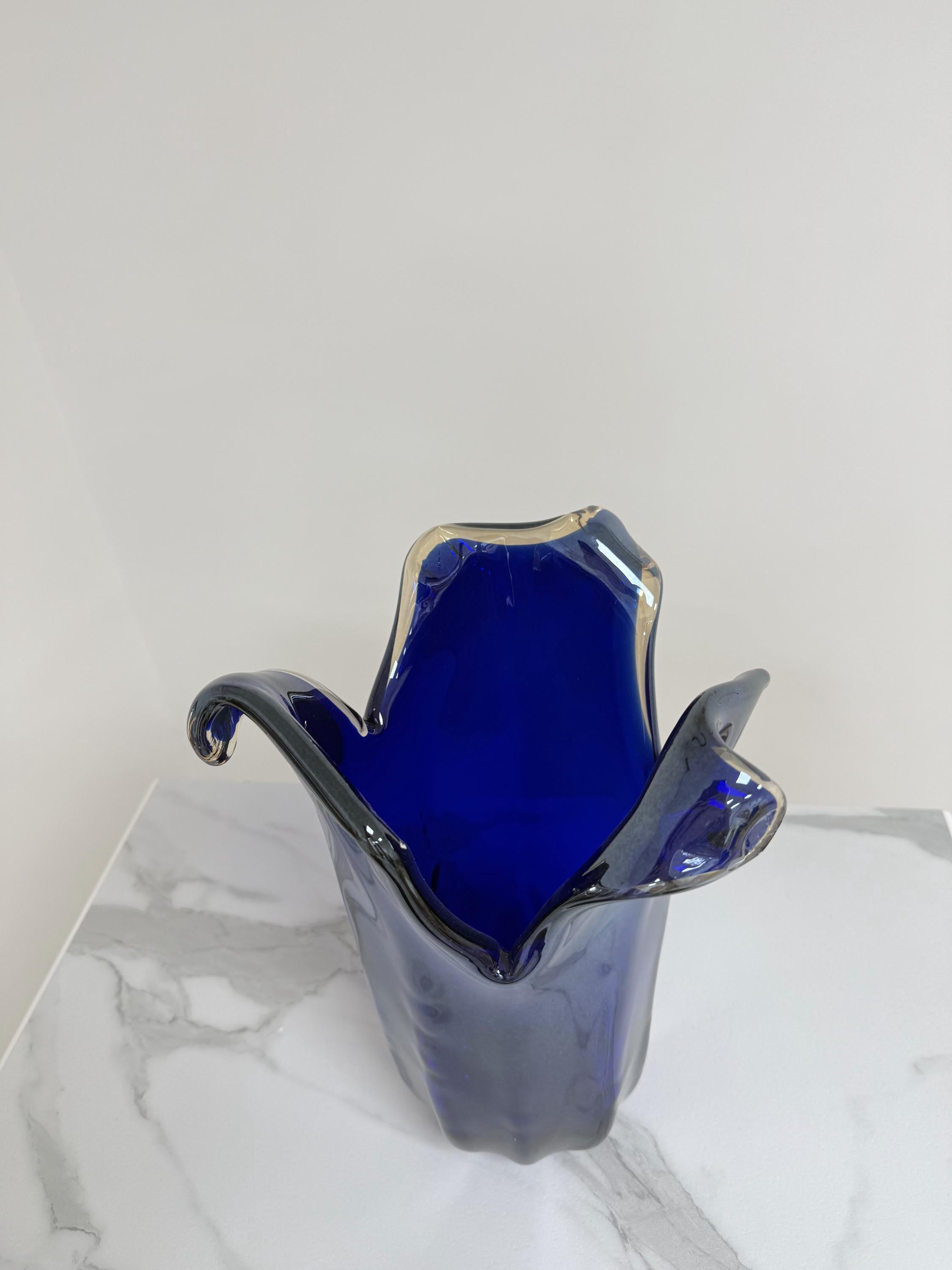Murano Glass Vase | Certified Murano Glass | Made in Italy | Decorative Vase | Collection Pasta di Vetro Blu