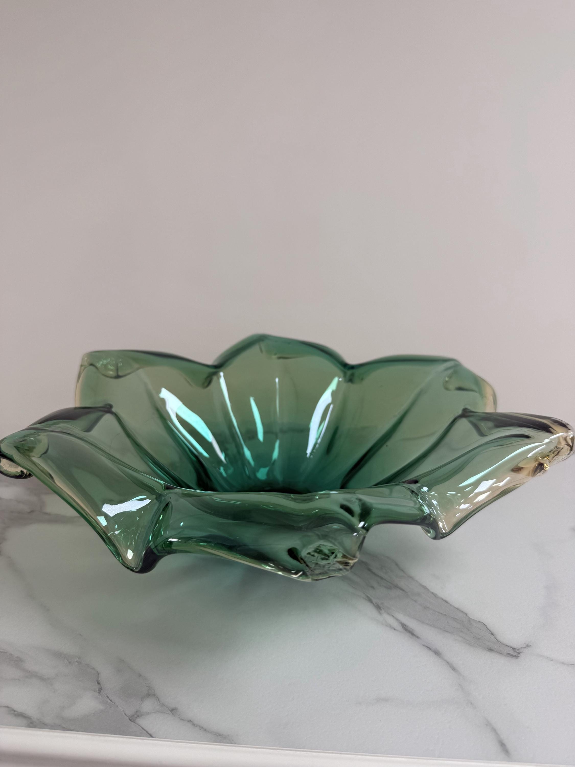 Murano Glass Centerpiece | Certified Murano Glass | Made in Italy | Table Decoration | Collection Pasta di Vetro Verde