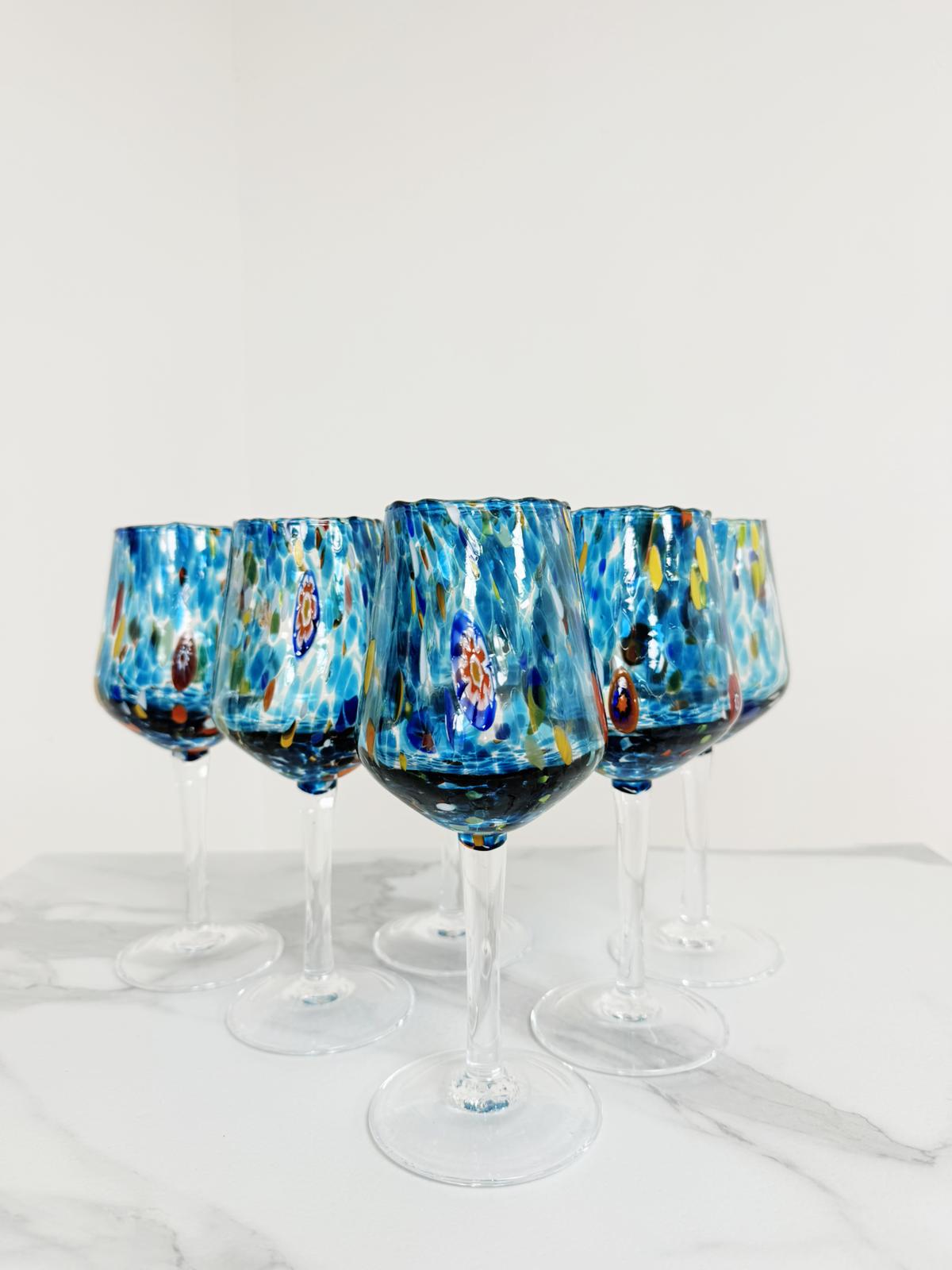 Murano Wine Glass | Certified Murano Glass | Made in Italy | Handmade Wine Goblet | Collection B8