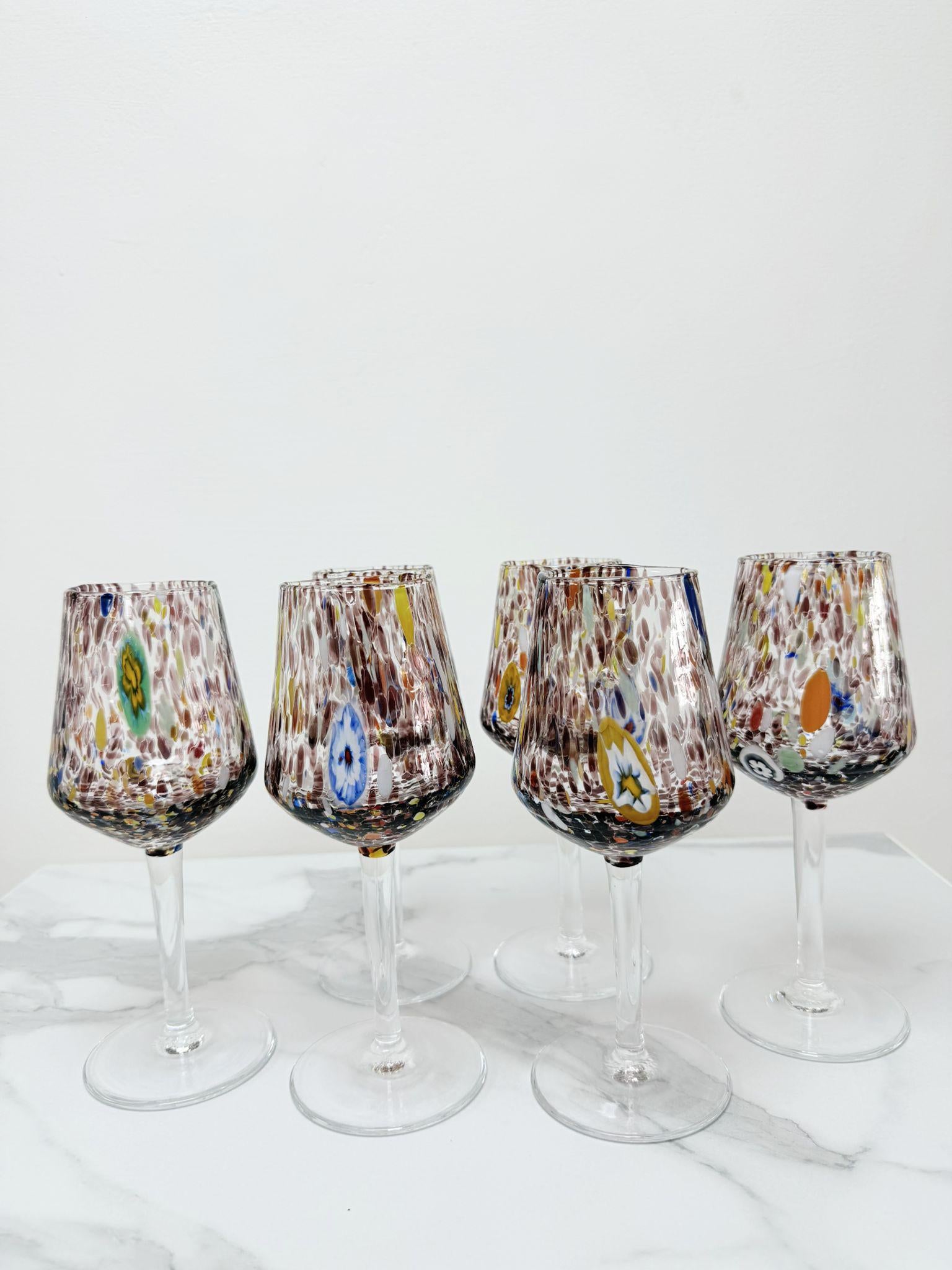 Murano Wine Glass | Certified Murano Glass | Made in Italy | Handmade Wine Goblet | Collection B8
