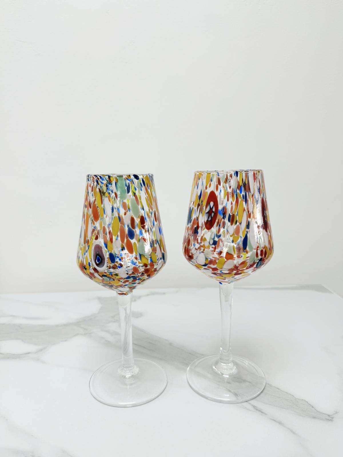 Murano Wine Glass | Certified Murano Glass | Made in Italy | Handmade Wine Goblet | Collection B8