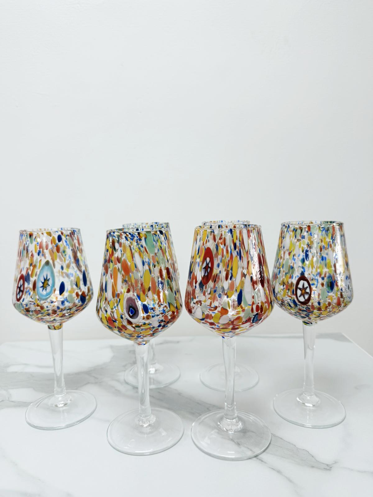 Murano Wine Glass | Certified Murano Glass | Made in Italy | Handmade Wine Goblet | Collection B8