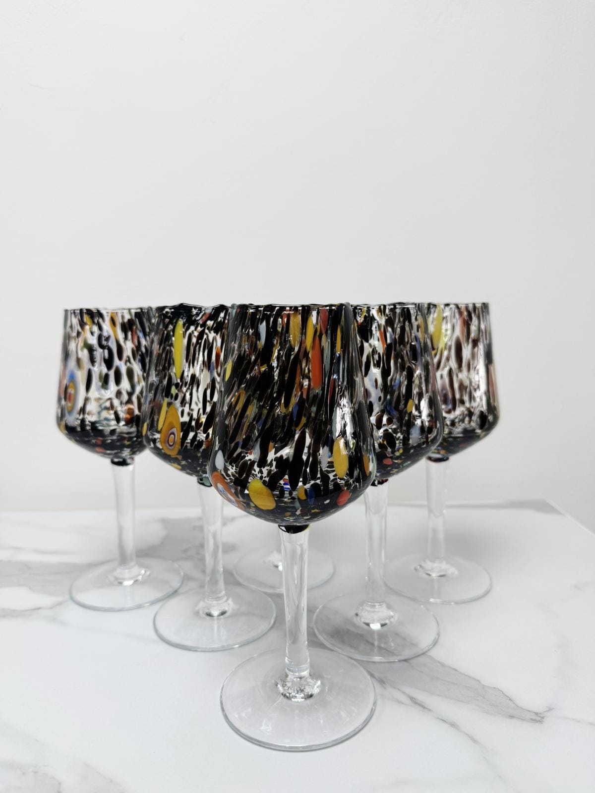 Murano Wine Glass | Certified Murano Glass | Made in Italy | Handmade Wine Goblet | Collection B8