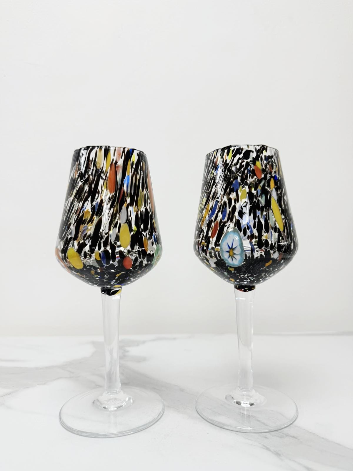 Murano Wine Glass | Certified Murano Glass | Made in Italy | Handmade Wine Goblet | Collection B8