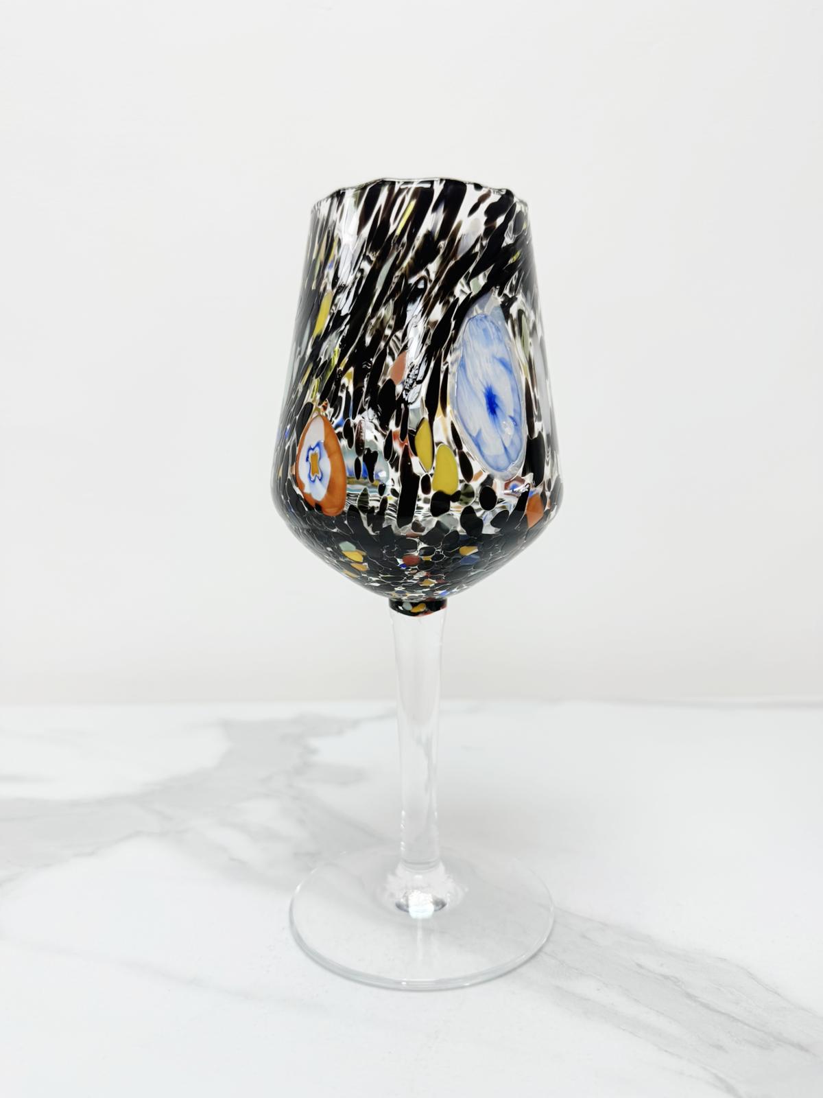 Murano Wine Glass | Certified Murano Glass | Made in Italy | Handmade Wine Goblet | Collection B8