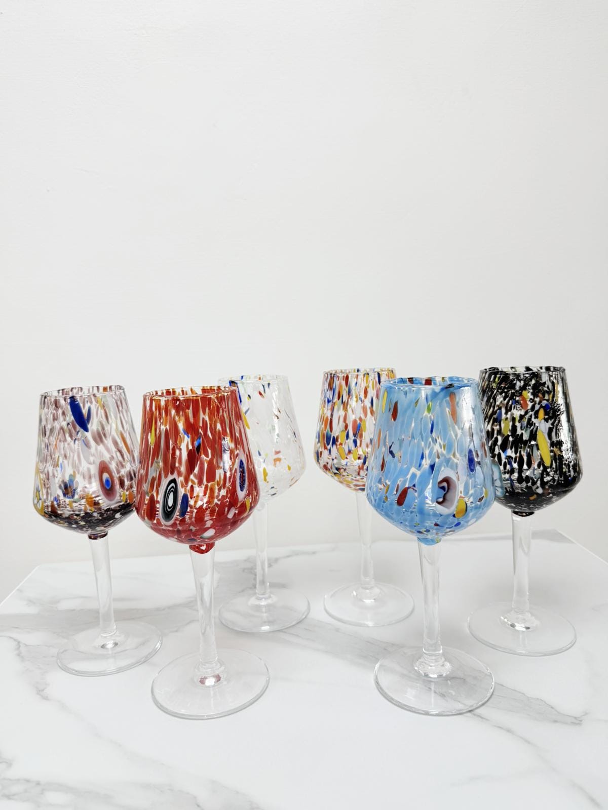 Murano Wine Glass | Certified Murano Glass | Made in Italy | Handmade Wine Goblet | Collection B8