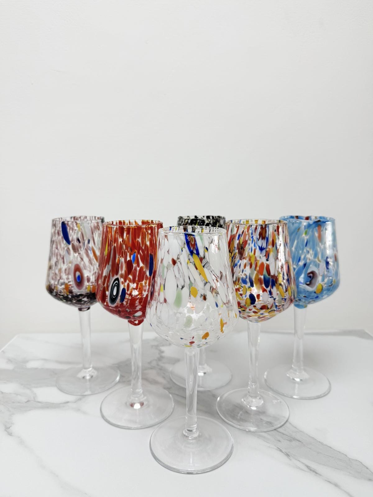 Murano Wine Glass | Certified Murano Glass | Made in Italy | Handmade Wine Goblet | Collection B8