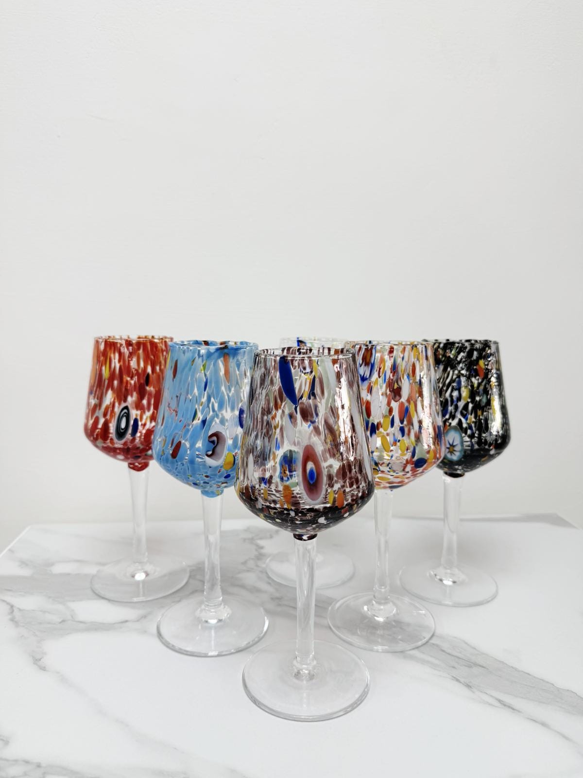 Murano Wine Glass | Certified Murano Glass | Made in Italy | Handmade Wine Goblet | Collection B8