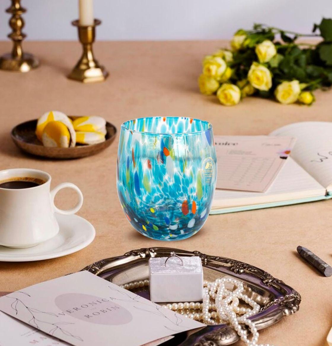 Murano Drinking Glass | Certified Murano Glass | Made in Italy | Water Glass | Collection Onde
