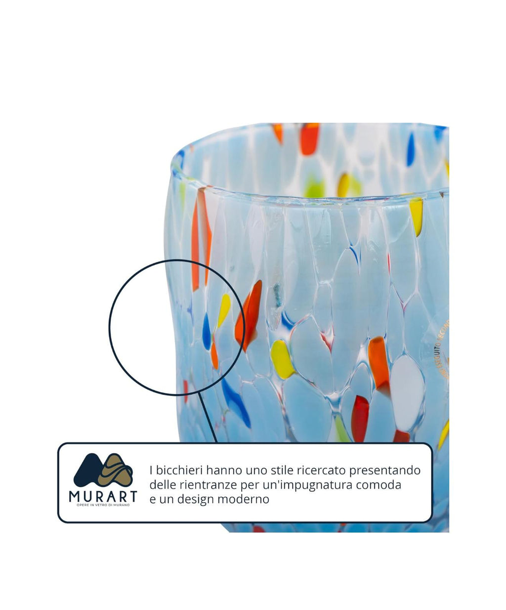 Murano Drinking Glass | Certified Murano Glass | Made in Italy | Water Glass | Collection Onde