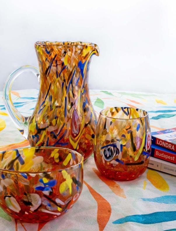MurArt Brocca in Vetro di Murano Collezione Decoro MG B12 ml 1000 Altezza 20 cm