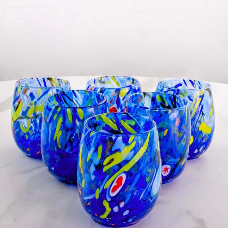 MurArt Bicchieri in vetro di Murano Collezione Decoro MG B12 Set 6 Bicchieri da 250 ml