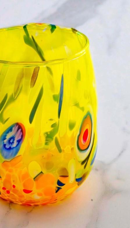 MurArt Bicchieri in vetro di Murano Collezione Decoro MG B12 Set 6 Bicchieri da 250 ml