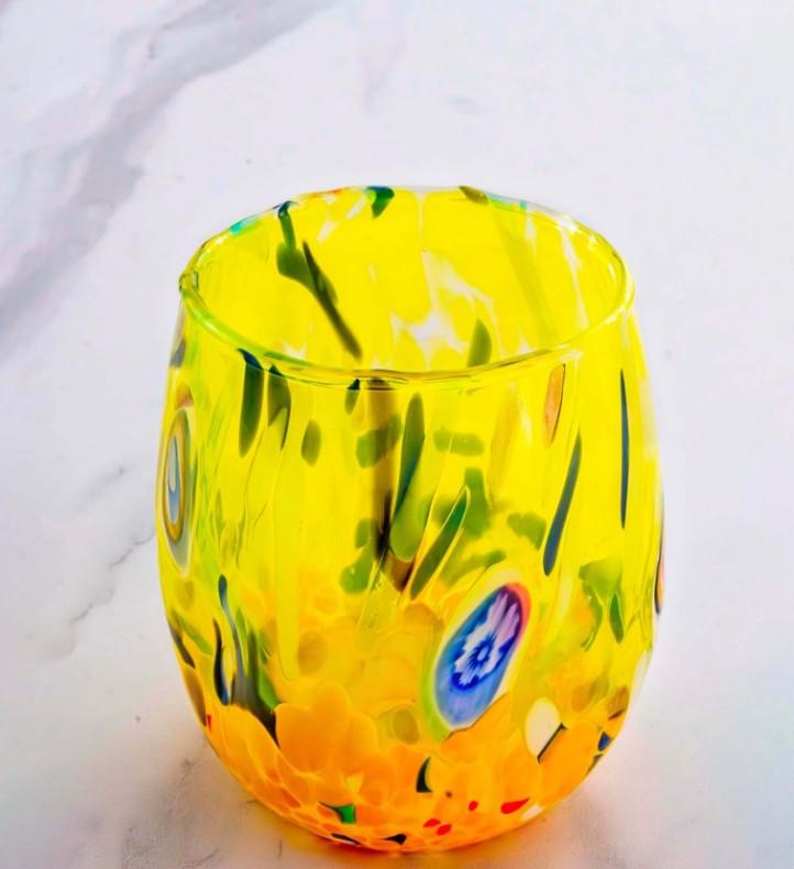 MurArt Bicchieri in vetro di Murano Collezione Decoro MG B12 Set 6 Bicchieri da 250 ml