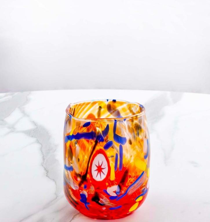 MurArt Bicchieri in vetro di Murano Collezione Decoro MG B12 Set 6 Bicchieri da 250 ml