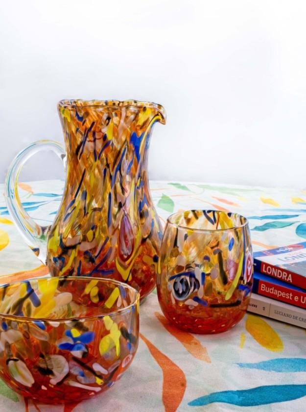 MurArt Bicchieri in vetro di Murano Collezione Decoro MG B12 Set 6 Bicchieri da 250 ml