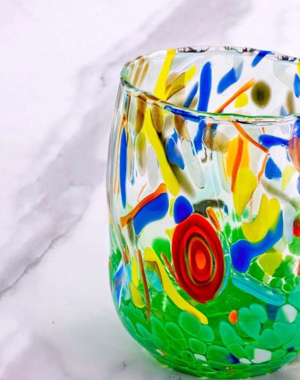 MurArt Bicchieri in vetro di Murano Collezione Decoro MG B12 Set 6 Bicchieri da 250 ml