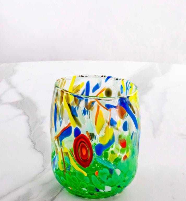 MurArt Bicchieri in vetro di Murano Collezione Decoro MG B12 Set 6 Bicchieri da 250 ml