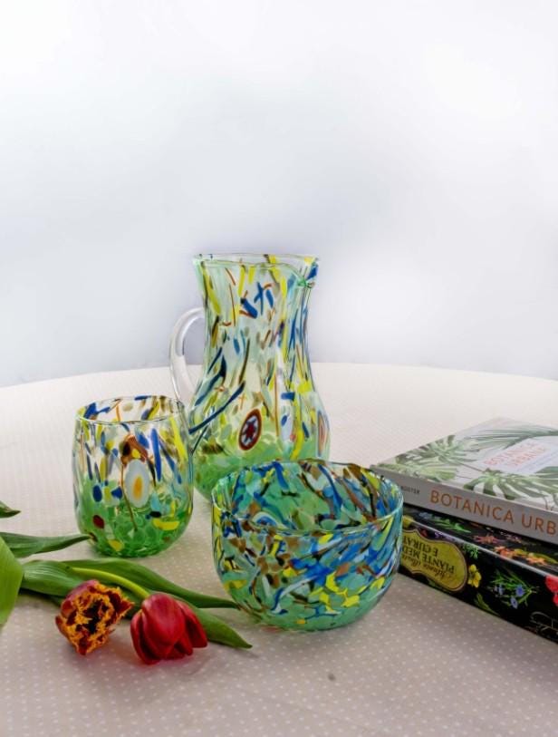 MurArt Bicchieri in vetro di Murano Collezione Decoro MG B12 Set 6 Bicchieri da 250 ml