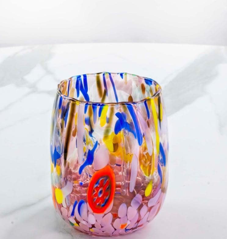 MurArt Bicchieri in vetro di Murano Collezione Decoro MG B12 Set 6 Bicchieri da 250 ml