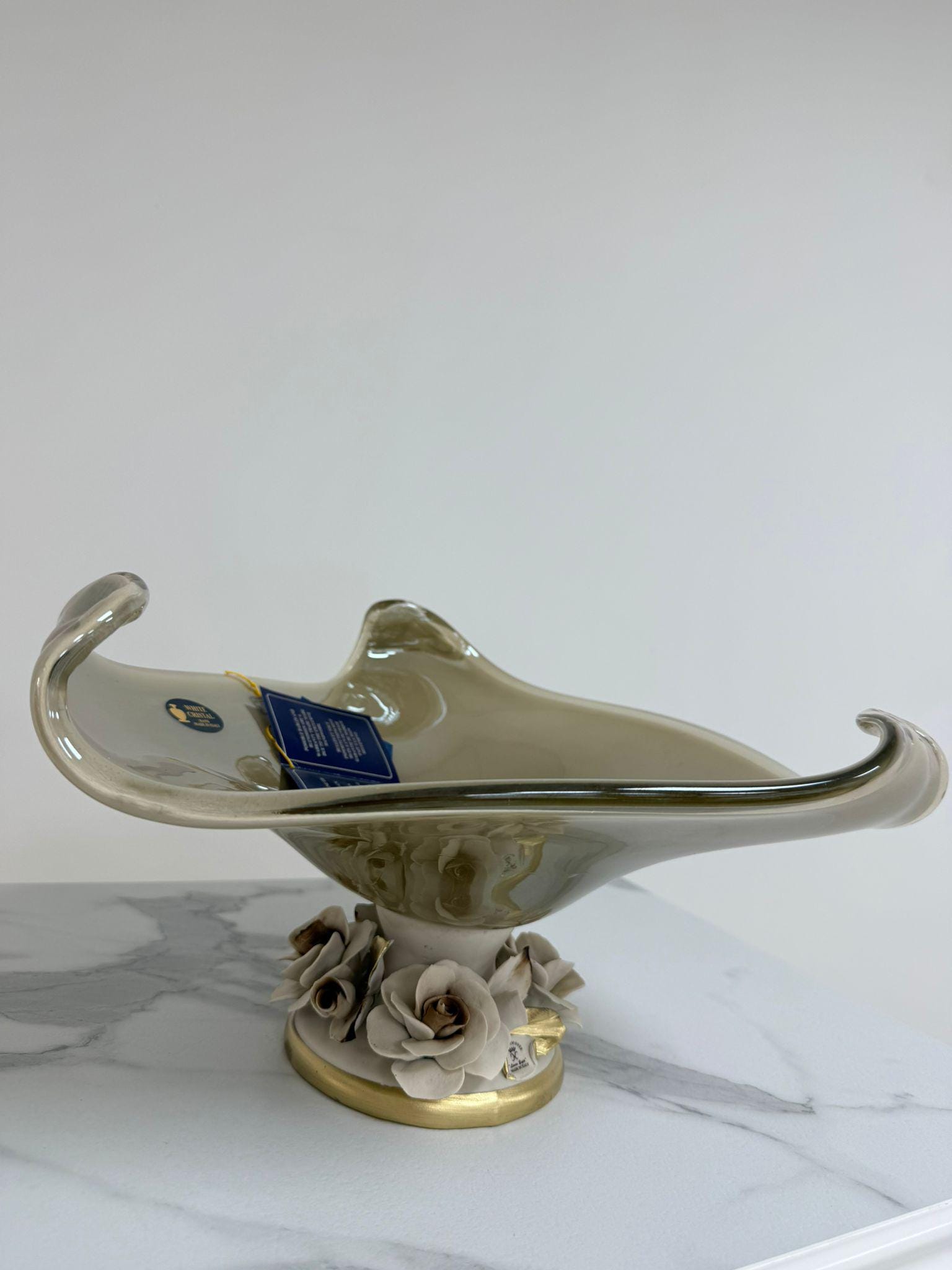 Murano Glass Centerpiece | Certified Murano Glass | Made in Italy | Table Decoration | Collection White Crystal