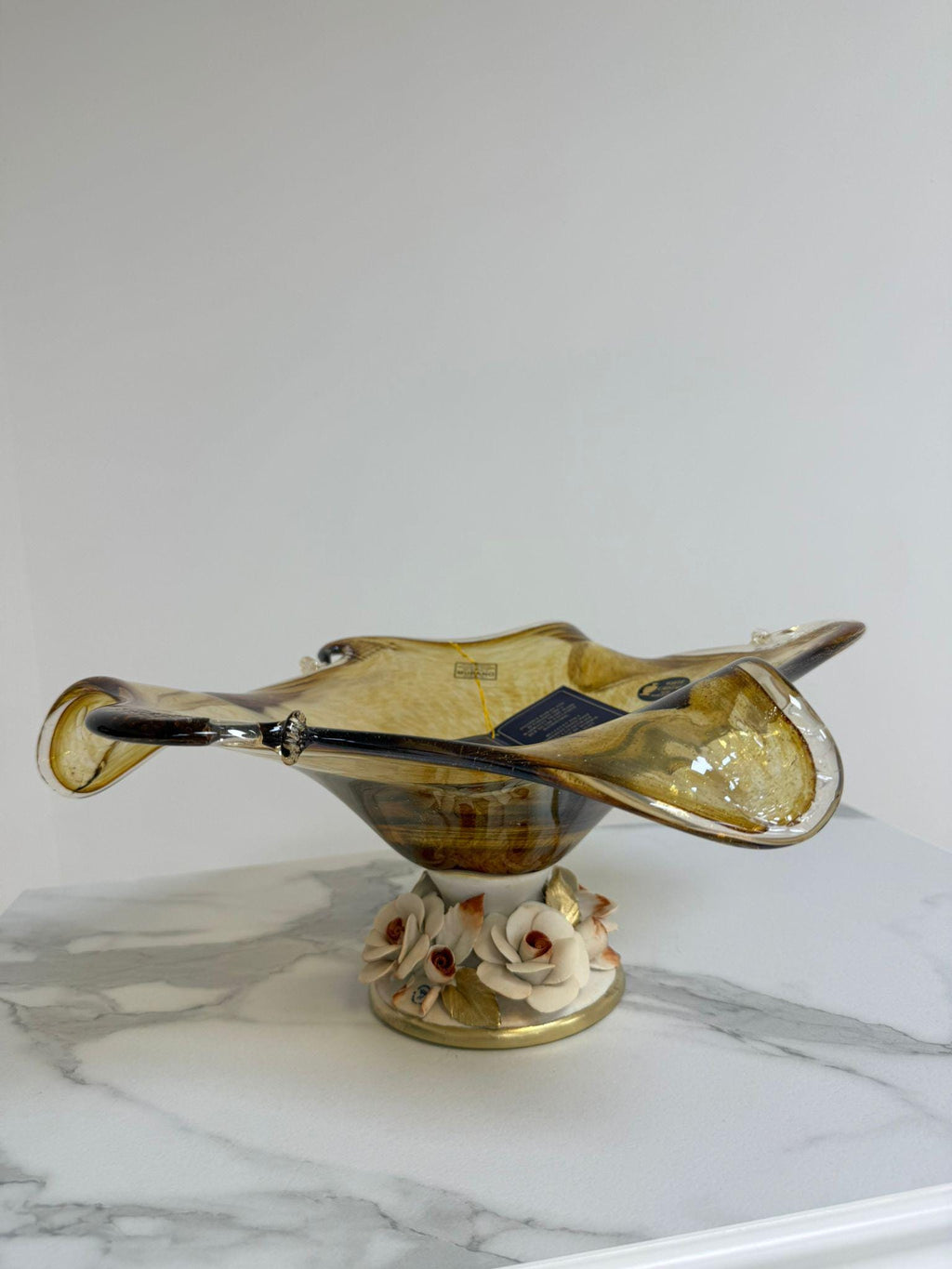 Murano Glass Centerpiece | Certified Murano Glass | Made in Italy | Table Decoration | Collection White Crystal