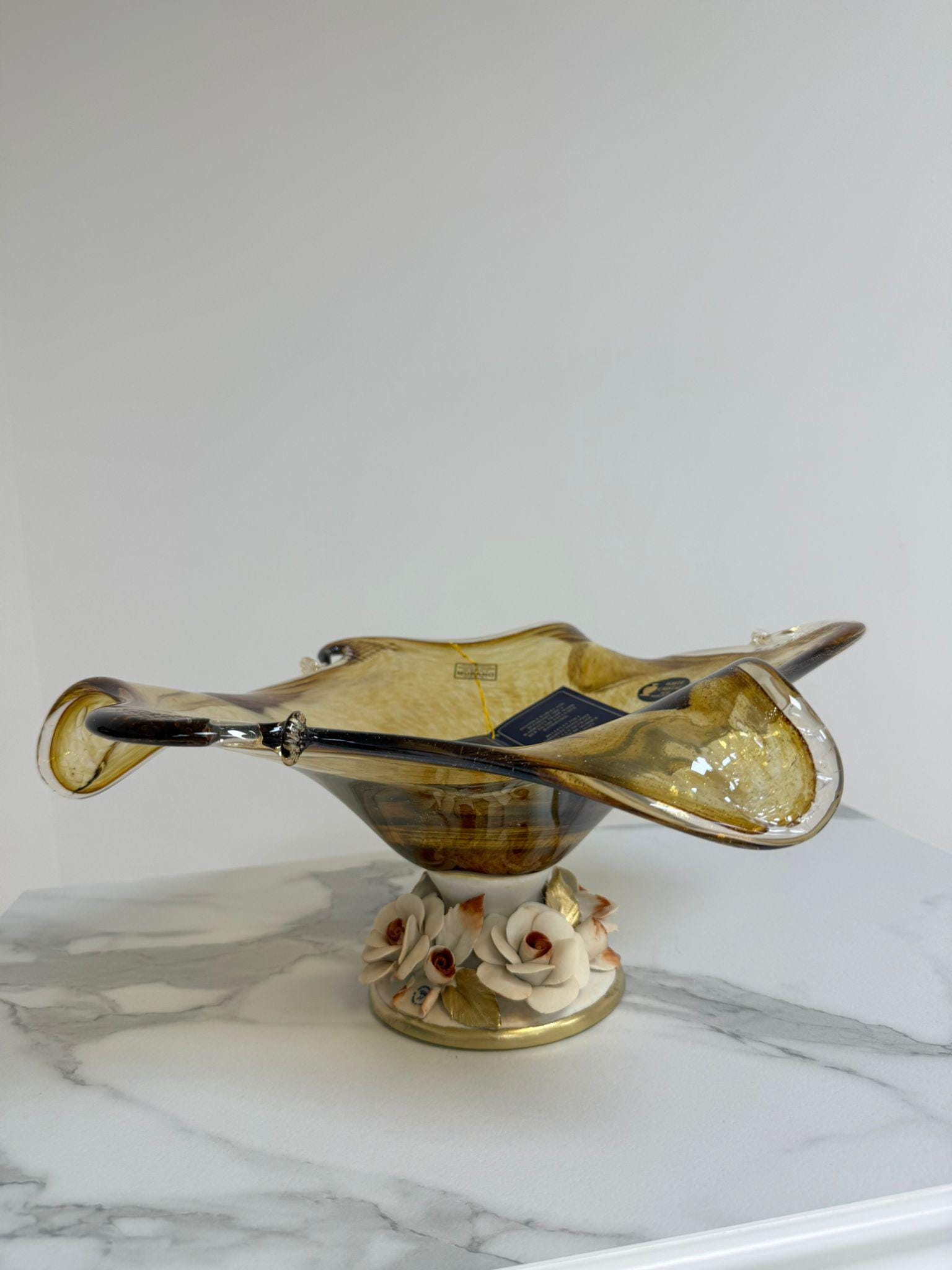 Murano Glass Centerpiece | Certified Murano Glass | Made in Italy | Table Decoration | Collection White Crystal