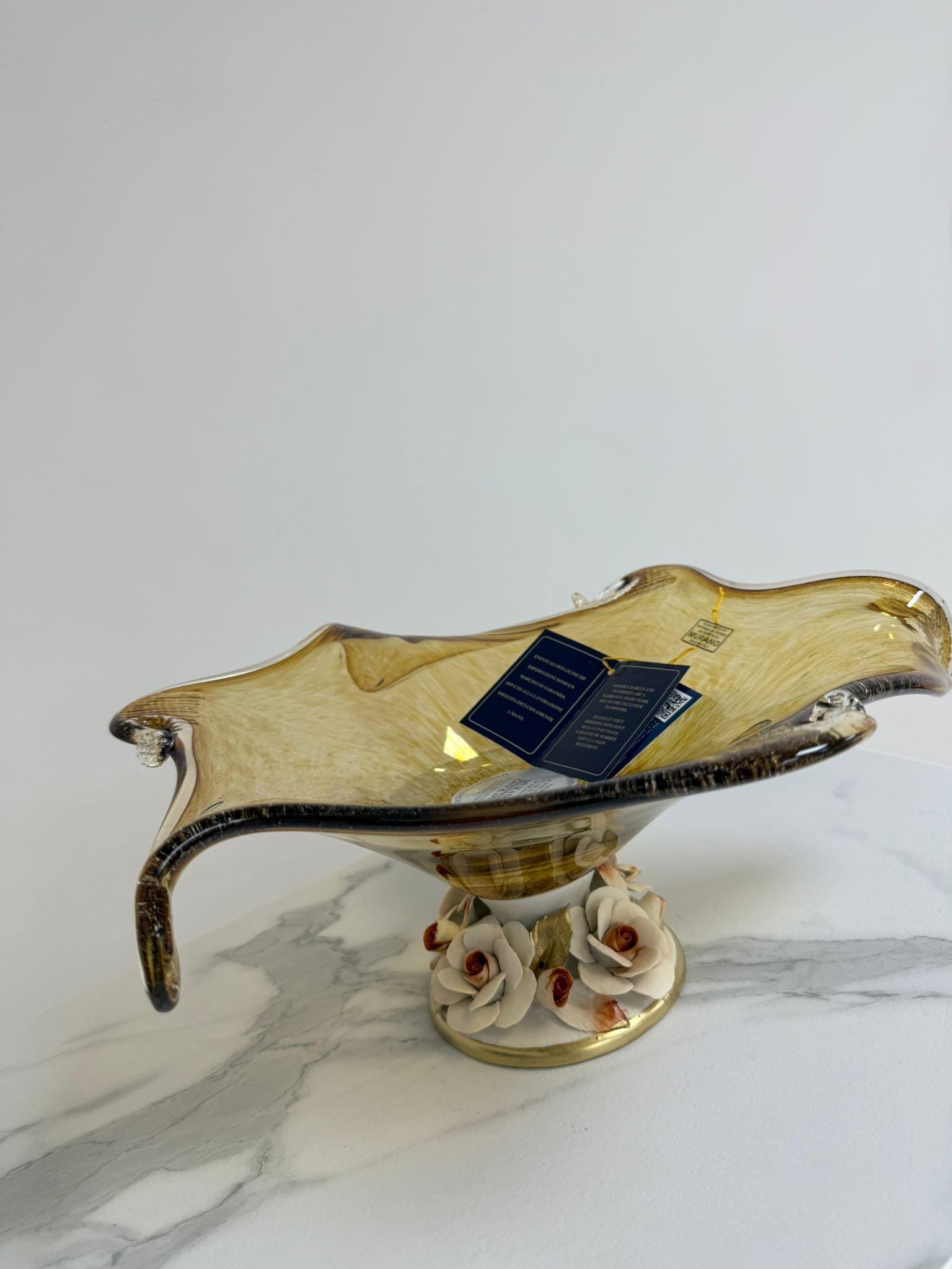 Murano Glass Centerpiece | Certified Murano Glass | Made in Italy | Table Decoration | Collection White Crystal