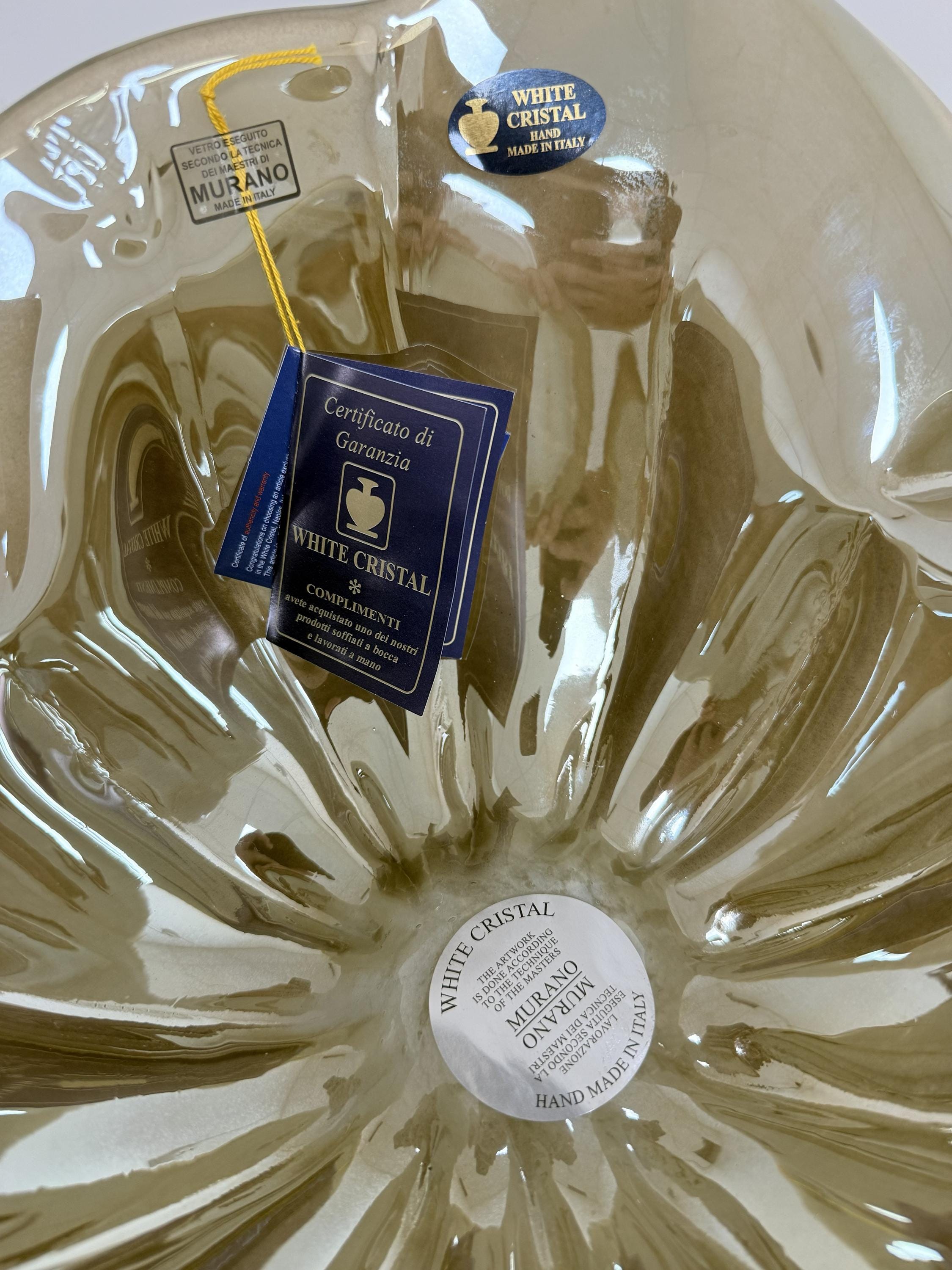 Murano Glass Centerpiece | Certified Murano Glass | Made in Italy | Table Decoration | Collection White Crystal