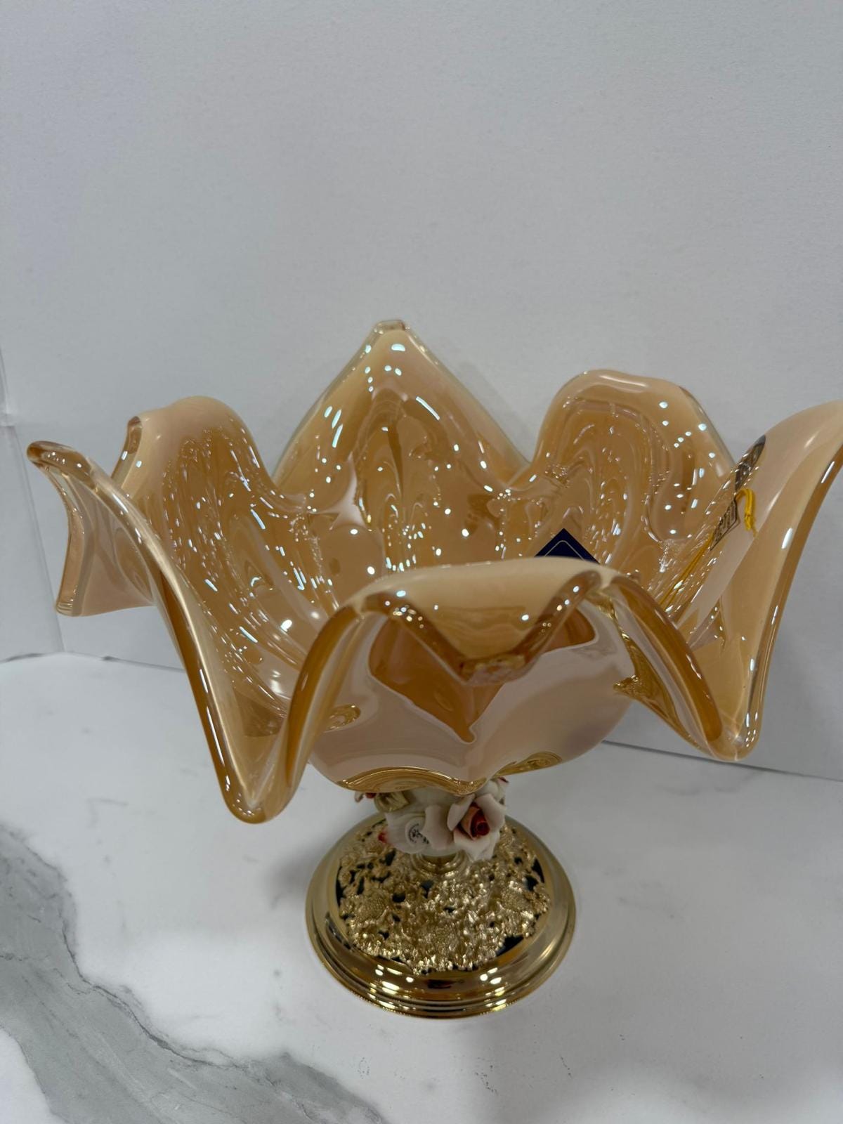 Murano Glass Centerpiece | Certified Murano Glass | Made in Italy | Table Decoration | Collection White Crystal