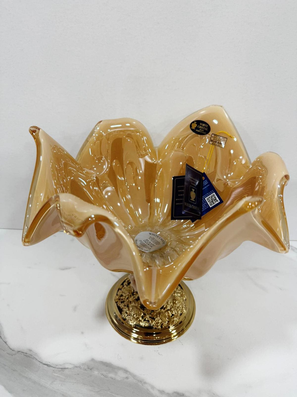 Murano Glass Centerpiece | Certified Murano Glass | Made in Italy | Table Decoration | Collection White Crystal