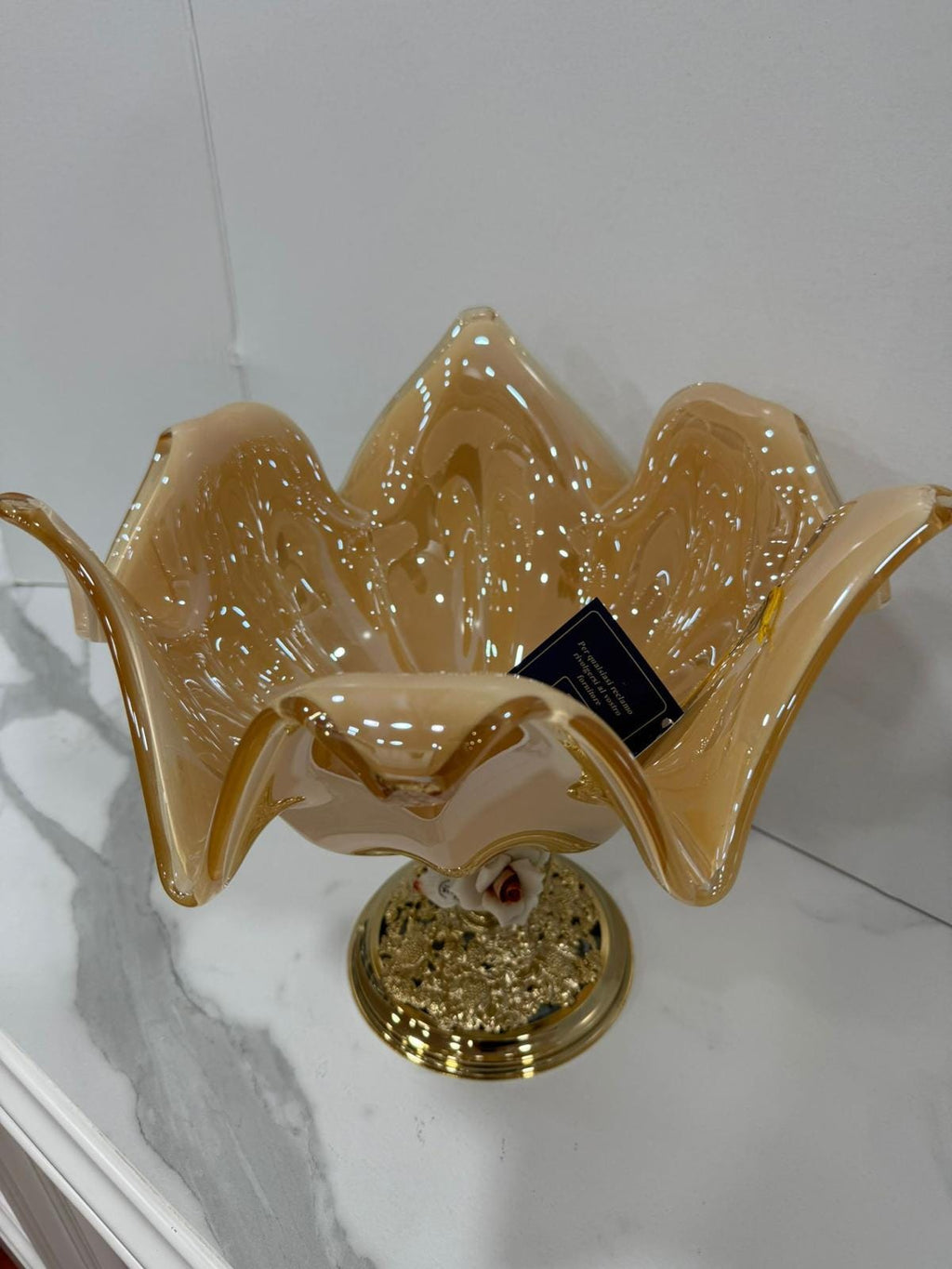 Murano Glass Centerpiece | Certified Murano Glass | Made in Italy | Table Decoration | Collection White Crystal