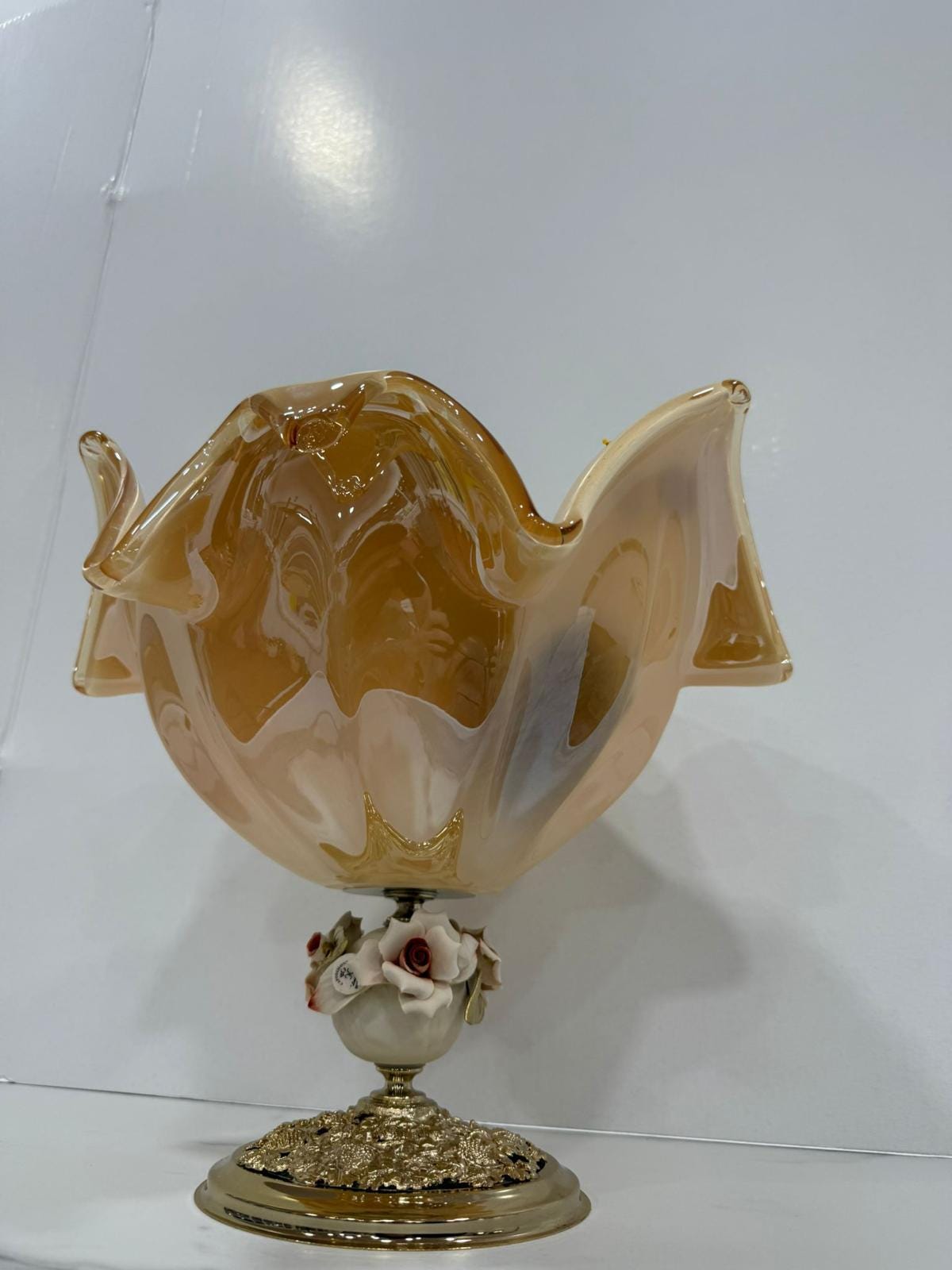Murano Glass Centerpiece | Certified Murano Glass | Made in Italy | Table Decoration | Collection White Crystal