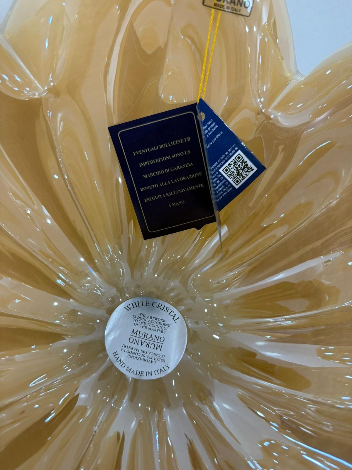 Murano Glass Centerpiece | Certified Murano Glass | Made in Italy | Table Decoration | Collection White Crystal