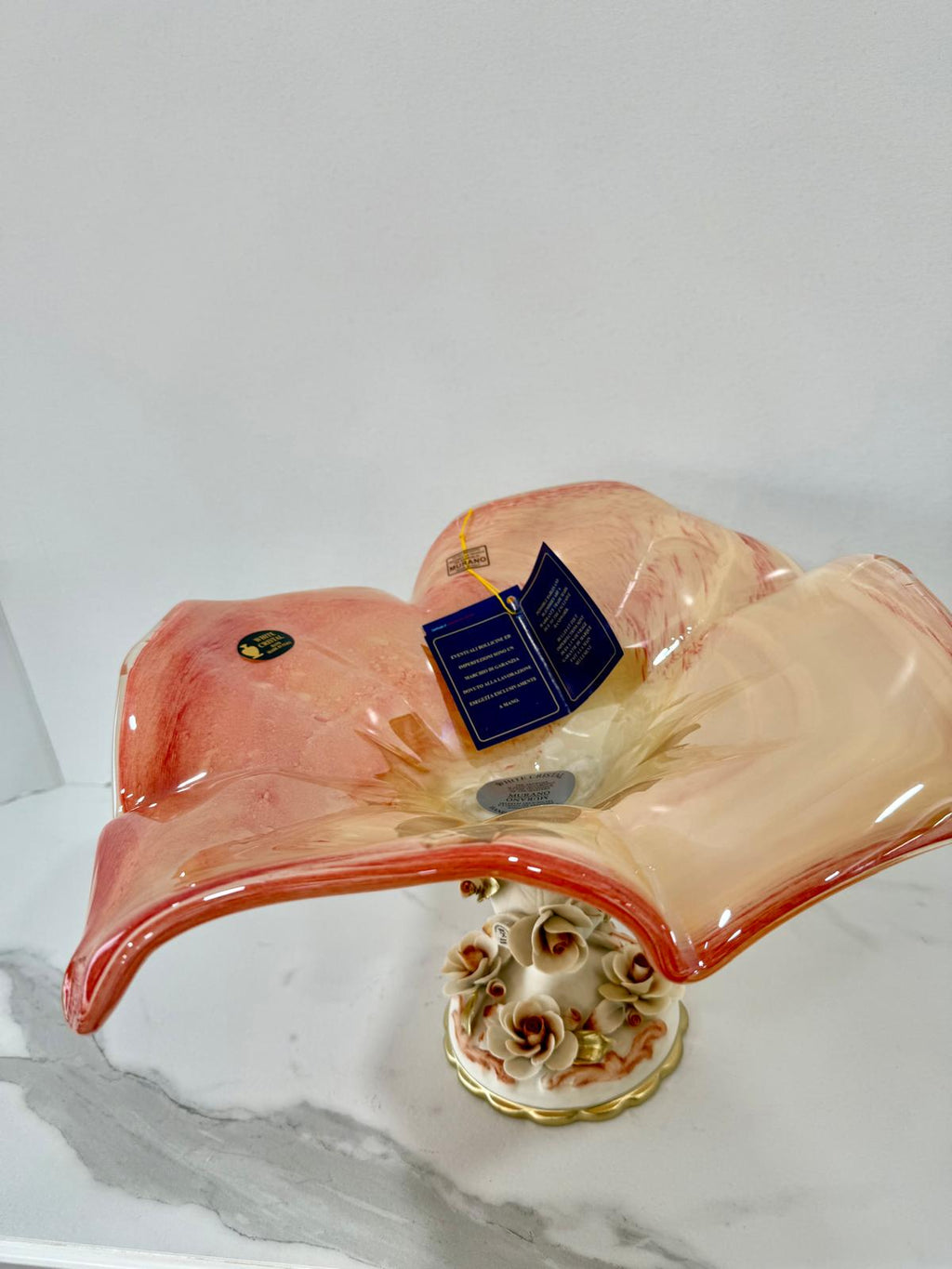 Murano Glass Centerpiece | Certified Murano Glass | Made in Italy | Table Decoration | Collection White Crystal